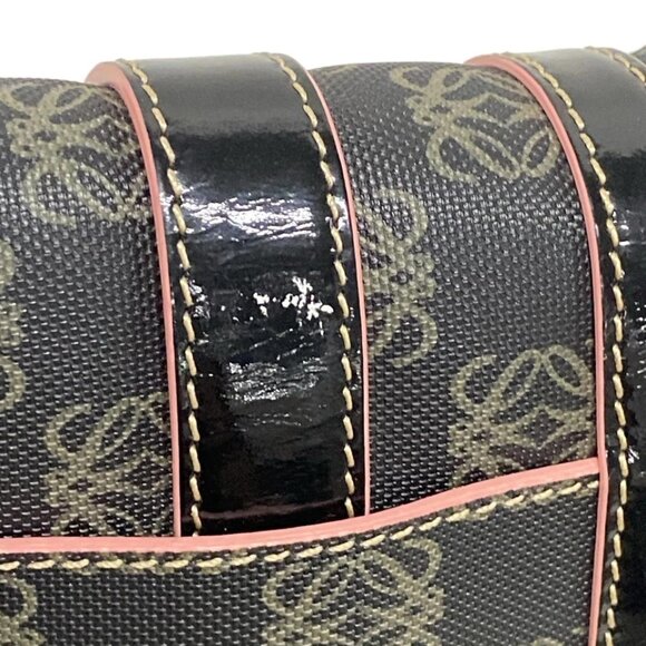 LOEWE Macadam Black Pink PVC Patent Leather Shoulder Bag 296-080925 - Picture 9 of 14